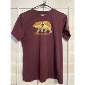 Columbia Mens Pacific Coast California Graphic T-Shirt Size S/P Burgundy Cotton